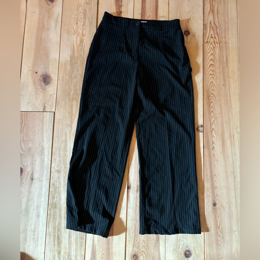 Elegant Black Striped Women's Trousers